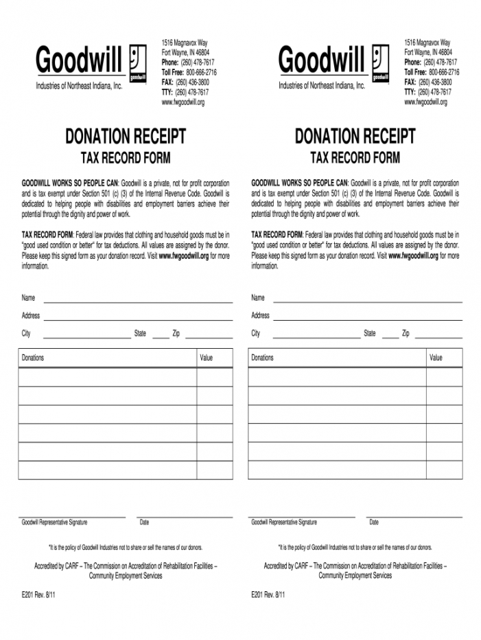 printable goodwill donation receipt  fill out and sign printable pdf template   signnow clothing donation form template word