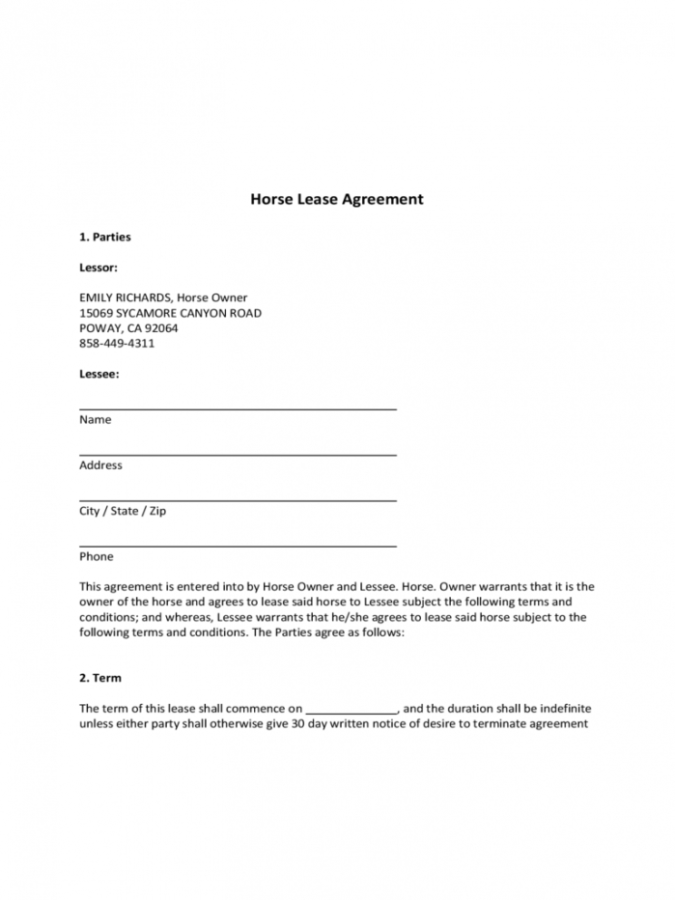 printable horse lease agreement 6 free templates in pdf word excel