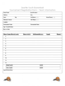 printable team registration form  2 free templates in pdf word tournament registration form template excel