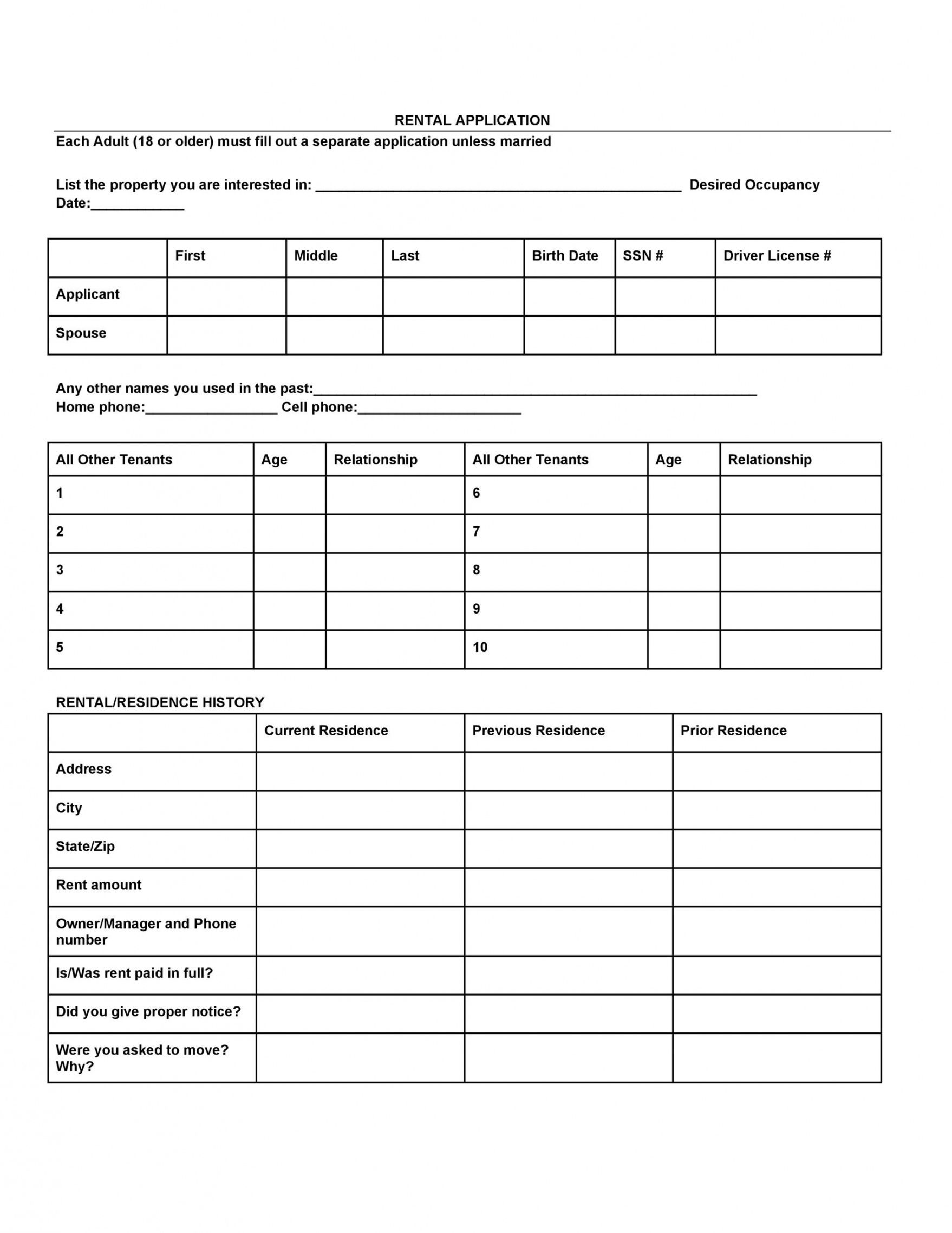 sample 42 simple rental application forms 100% free  templatelab home rental application form template excel