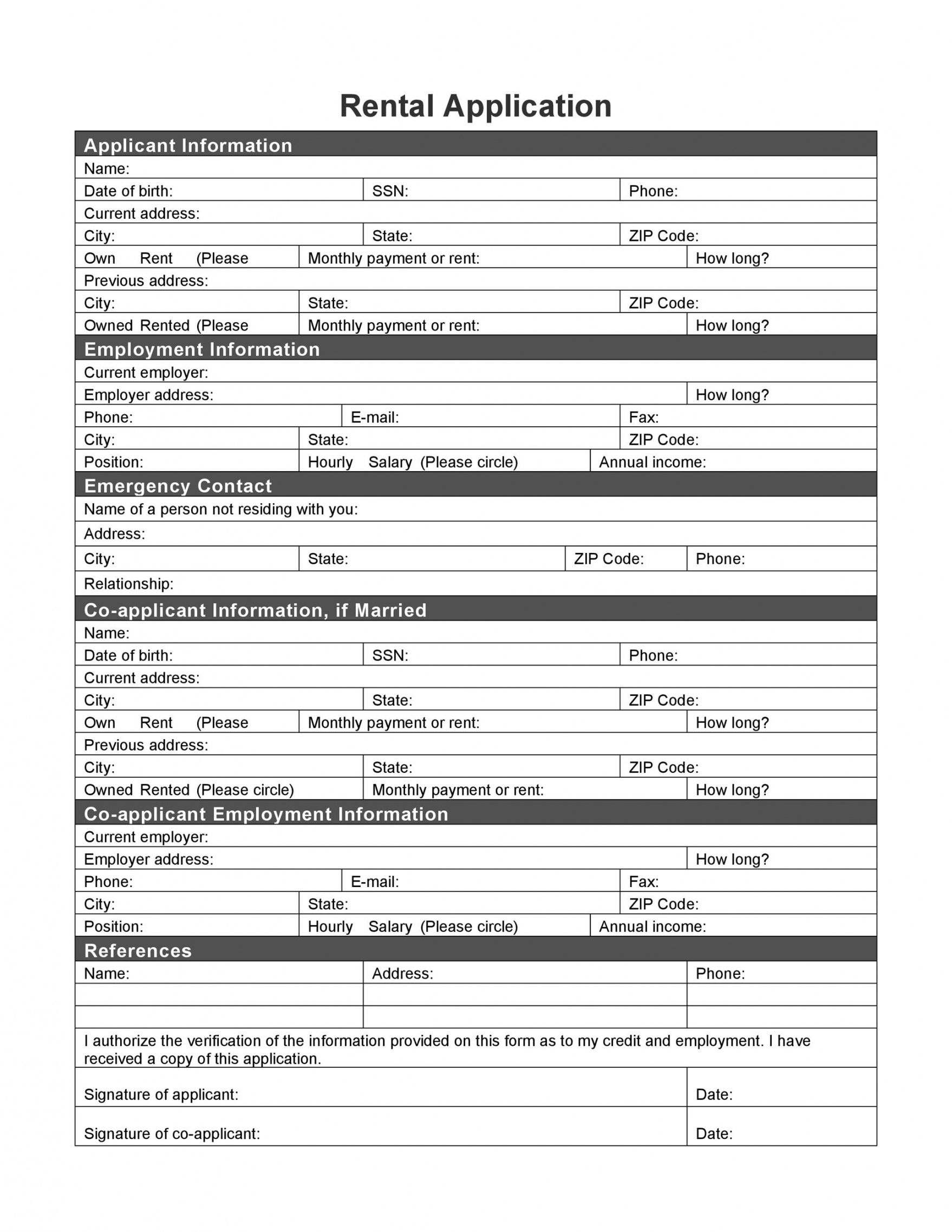 Sample 42 Simple Rental Application Forms 100 Free Templatelab Real 