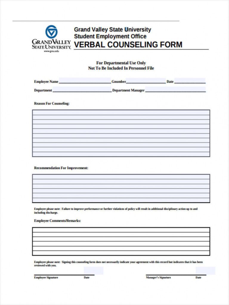 Sample Free 8 Employee Counseling Forms In Pdf Employee Counseling Form