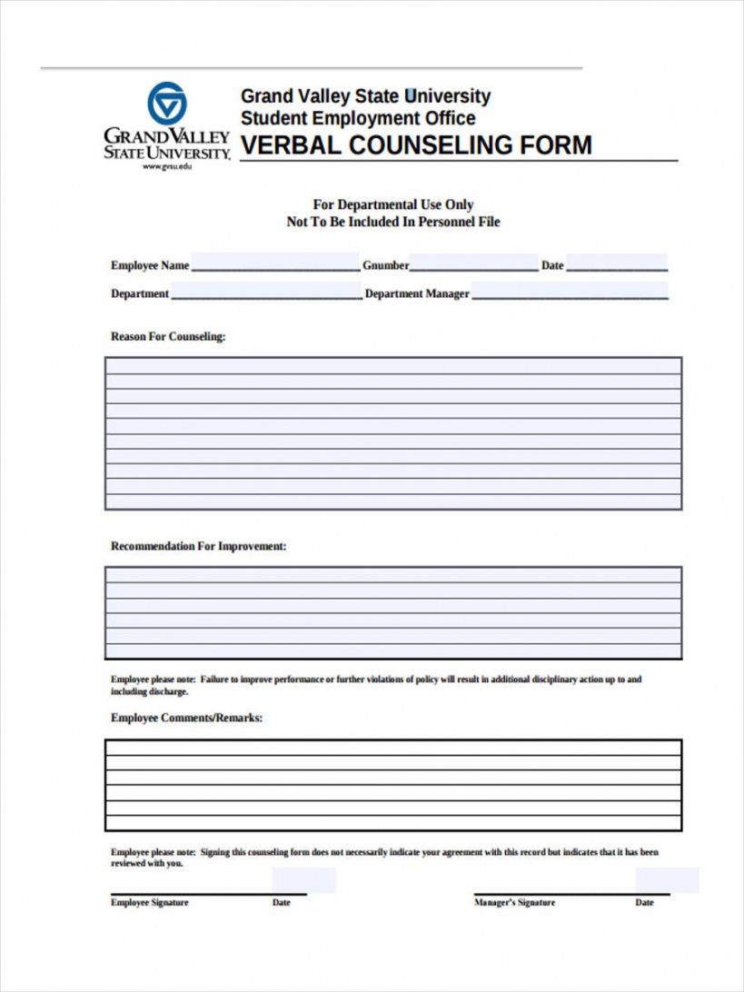 sample free 8 employee counseling forms in pdf employee counseling form template example