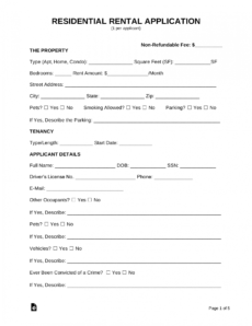 sample free rental application form  pdf  word  eforms home rental application form template