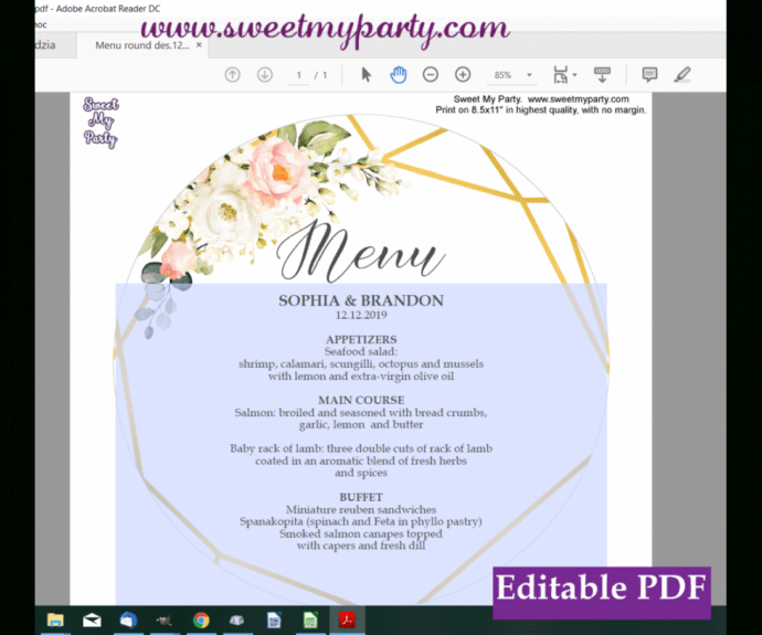 Sample Geometric Round Menu Card Template Printablefloral Round Round ...