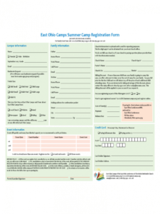 sample summer camp registration form  2 free templates in pdf summer camp application form template example
