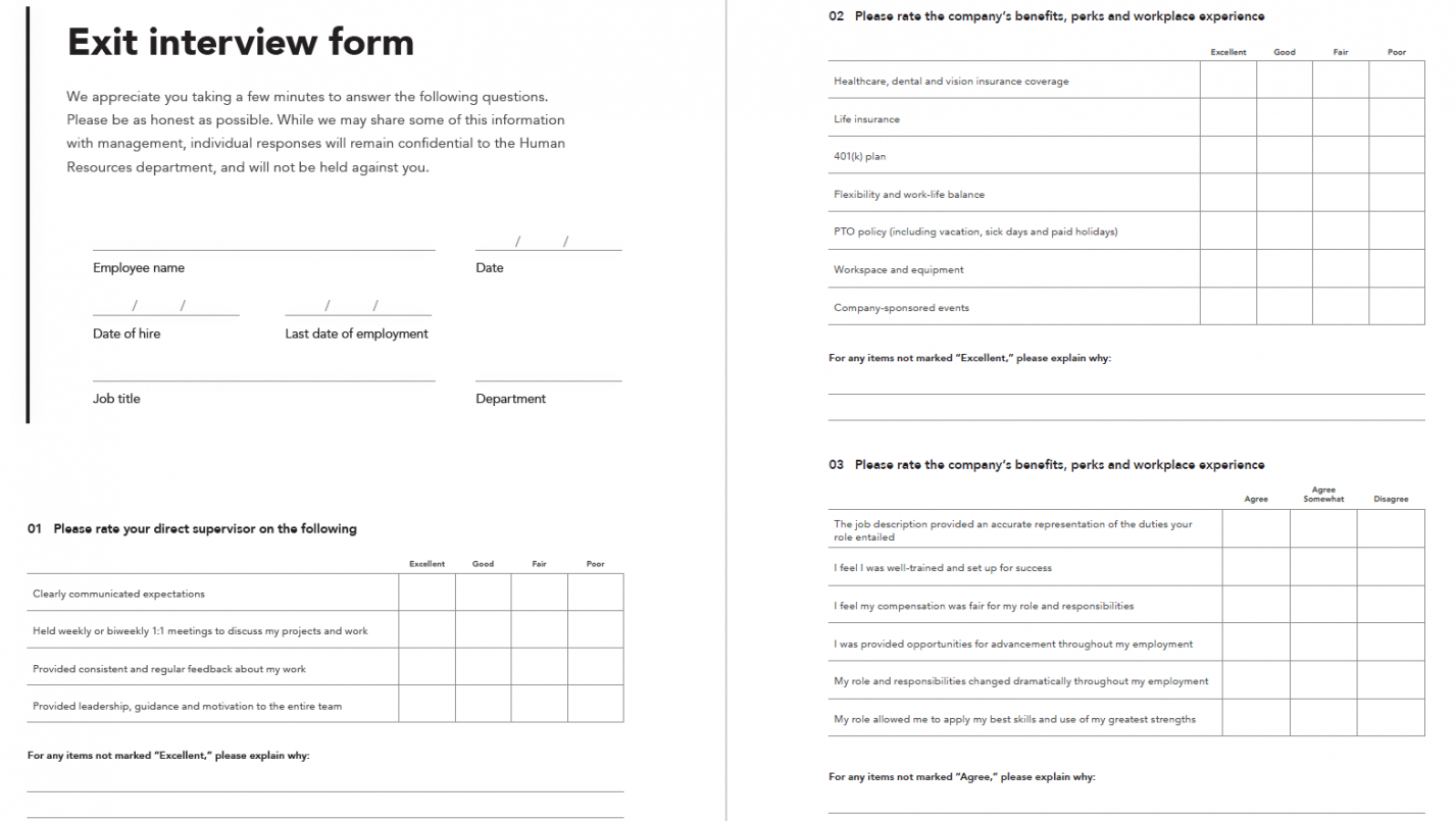 9 essential exit interview survey templates  questionpro employee exit interview form template example