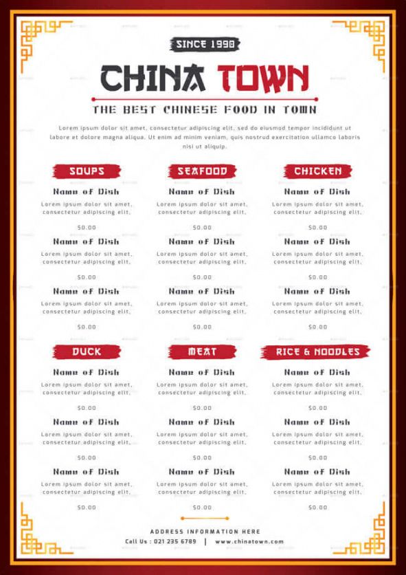 editable 12 best chinese food restaurant menu templates restaurant food menu template word