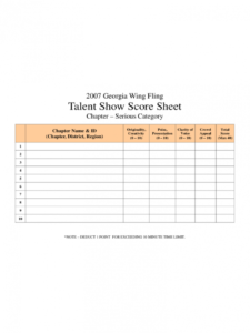 editable talent show score sheet  4 free templates in pdf word talent show registration form template pdf