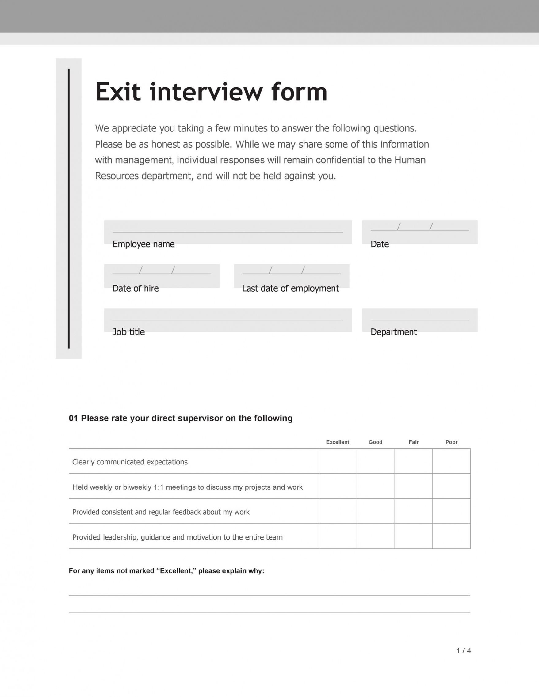 Exit Interview Form Download Printable Pdf Templateroller Vrogue