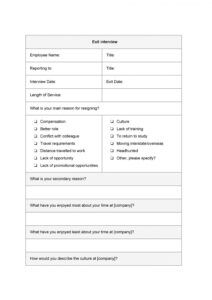 free 40 best exit interview templates &amp; forms ᐅ templatelab employee exit interview form template sample