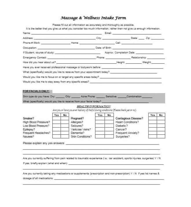 Free 59 Best Massage Intake Forms For Any Client Printable Facial Client Intake Form Template 