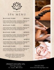 free beautiful spa menu template  mycreativeshop spa service menu template word