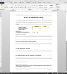 free trade showevent summary template  mt10309 trade show registration form template excel