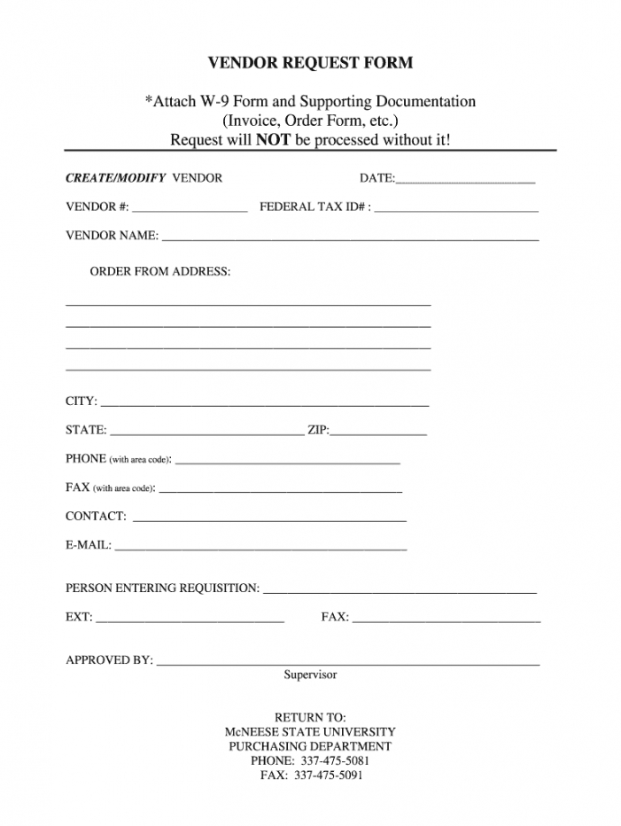 Free Vendor Request Form Fill Out And Sign Printable Pdf Template Signnow New Vendor Request