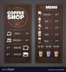 printable coffee shop menu design template royalty free vector image coffee shop menu template sample