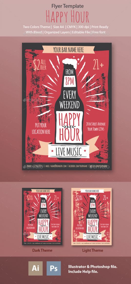 printable happy hour flyer templateme55enjah  graphicriver happy hour menu template pdf