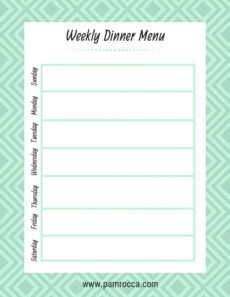 printable meal planning templates — pam rocca home dinner menu template example