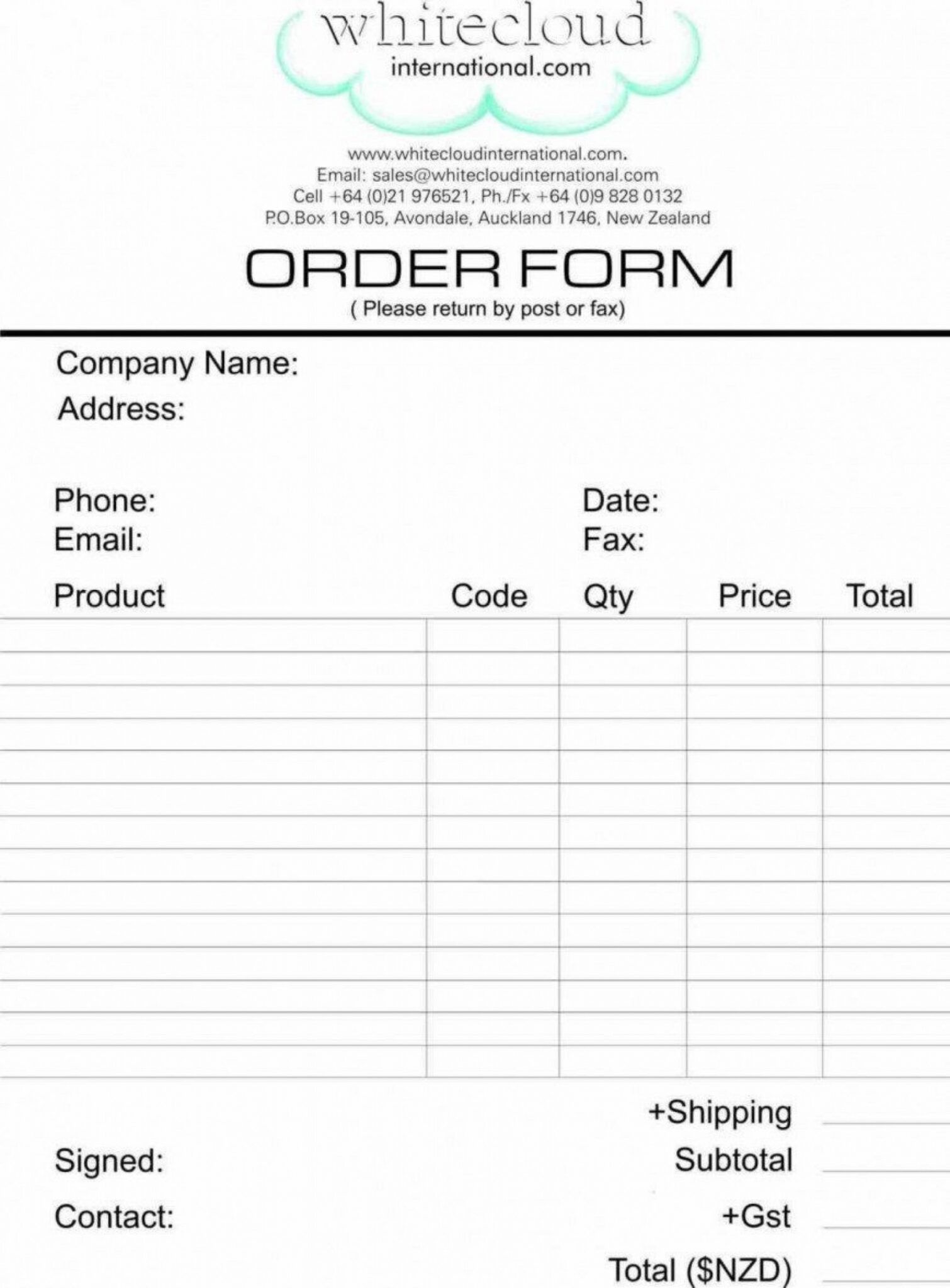 printable pre order form template word addictionary