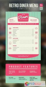 retro diner menu 13160109 » free download photoshop vector 50s diner menu template excel