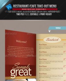 sample 10 psd trifold menu templates free images  trifold carry out menu template