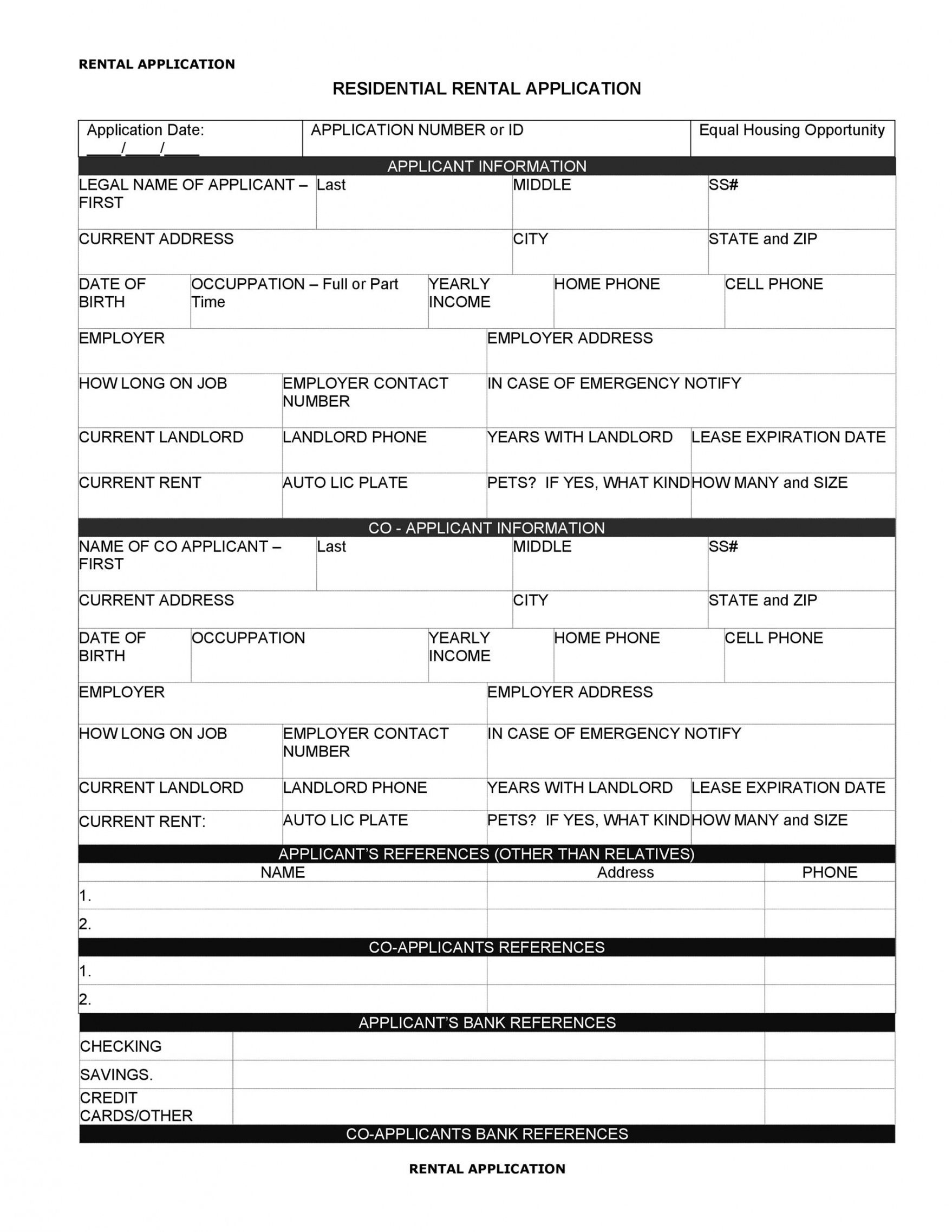 Sample 42 Simple Rental Application Forms 100% Free Templatelab Room