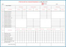sample √ free printable preventative maintenance checklist preventive maintenance form template example