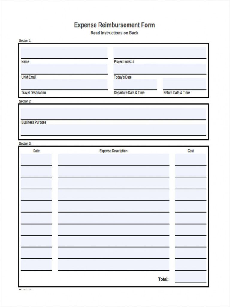 Sample Free 20 Expense Reimbursement Forms In Pdf Ms Word Excel Reimbursement Request Form