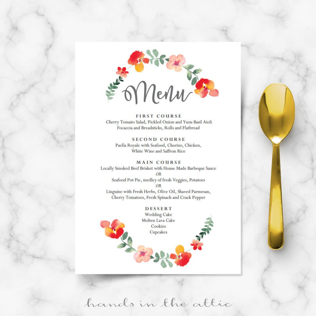 sample red floral wedding dinner menu template home dinner menu template sample