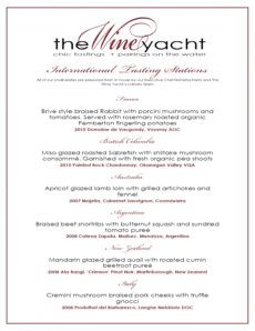 the wine yacht ~ official launch tasting menu wine pairing menu template sample