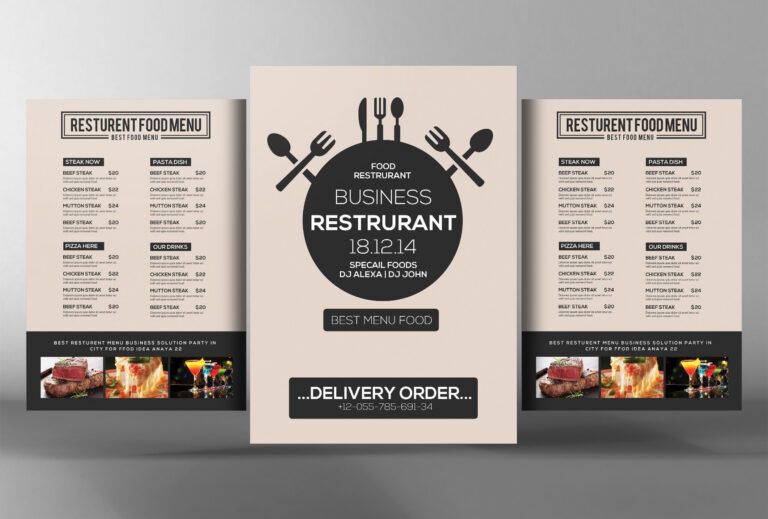 Best Modern Restaurant Food Menu Template Excel Example