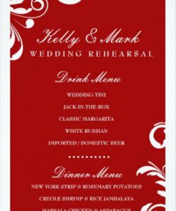 Best Wedding Drink Menu Template Excel Sample