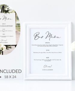 Best Wedding Drink Menu Template Word Example