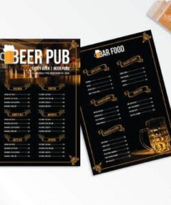 Costum Craft Beer Menu Template Pdf Example