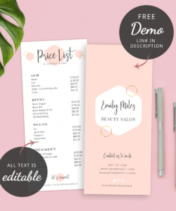 Costum Hair Salon Menu Template Excel Sample