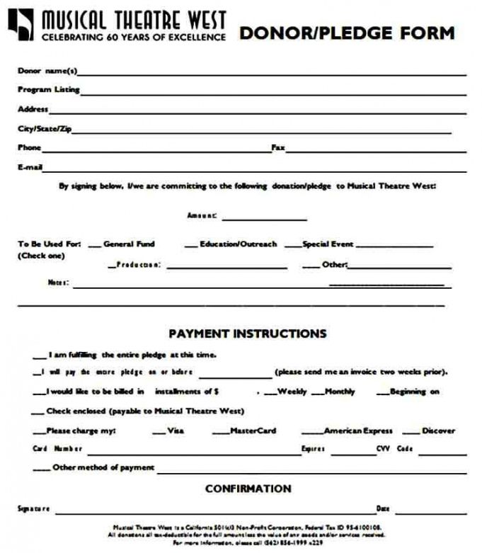 Costum Sponsorship Pledge Form Template