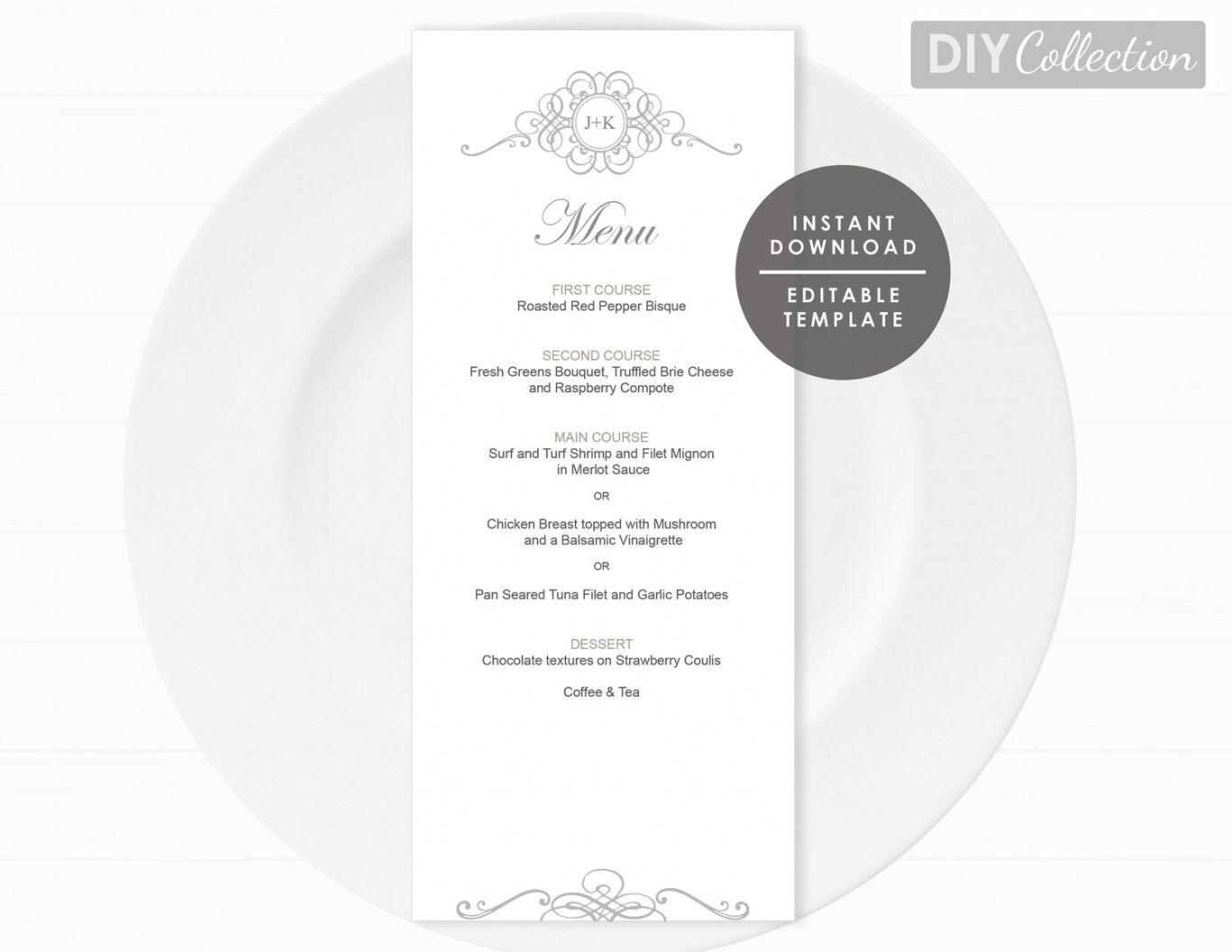 Editable Formal Wedding Menu Template Excel Sample