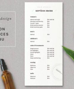 Editable Hair Salon Menu Template Word Sample