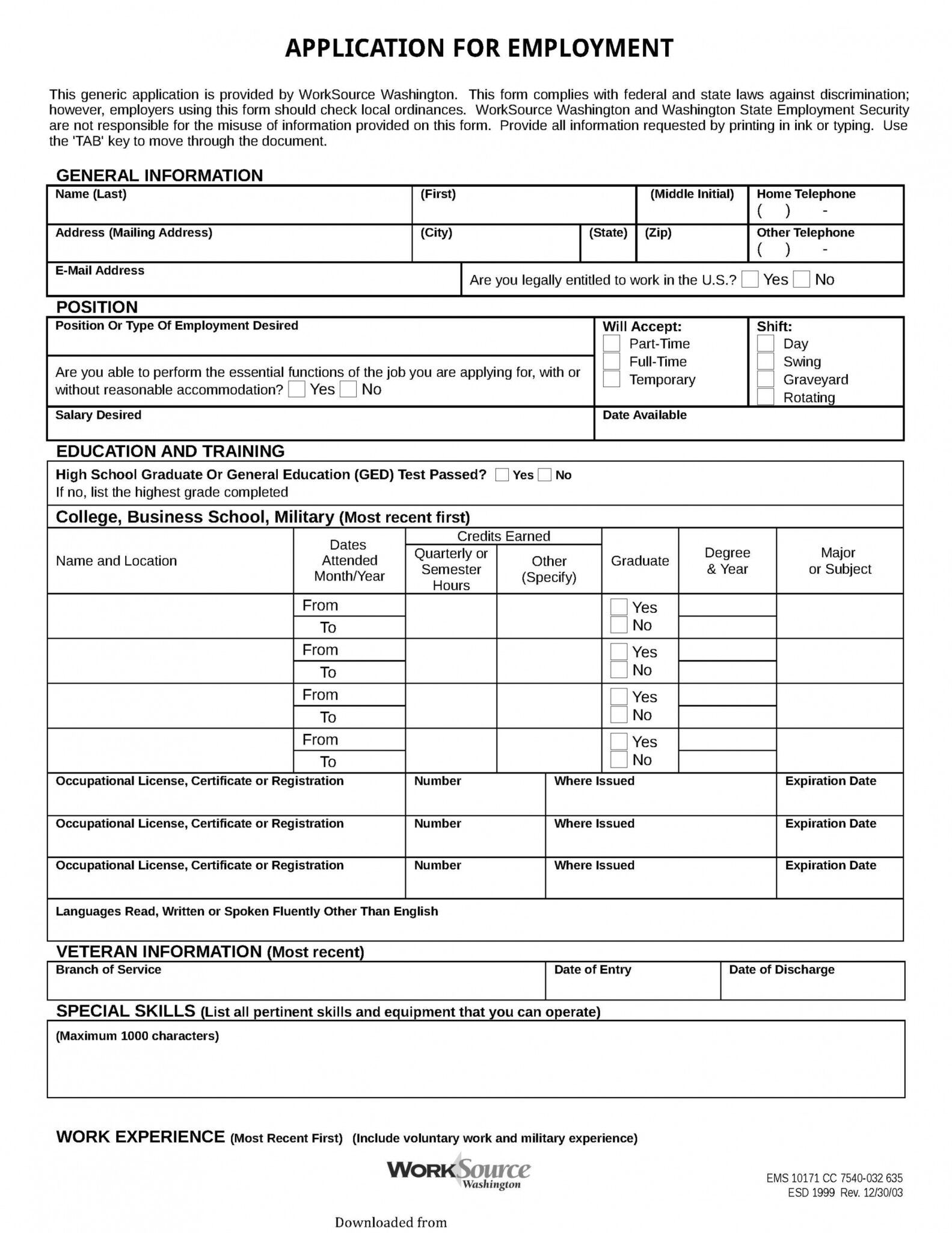 Equal Employment Opportunity Form Template Word | Minasinternational