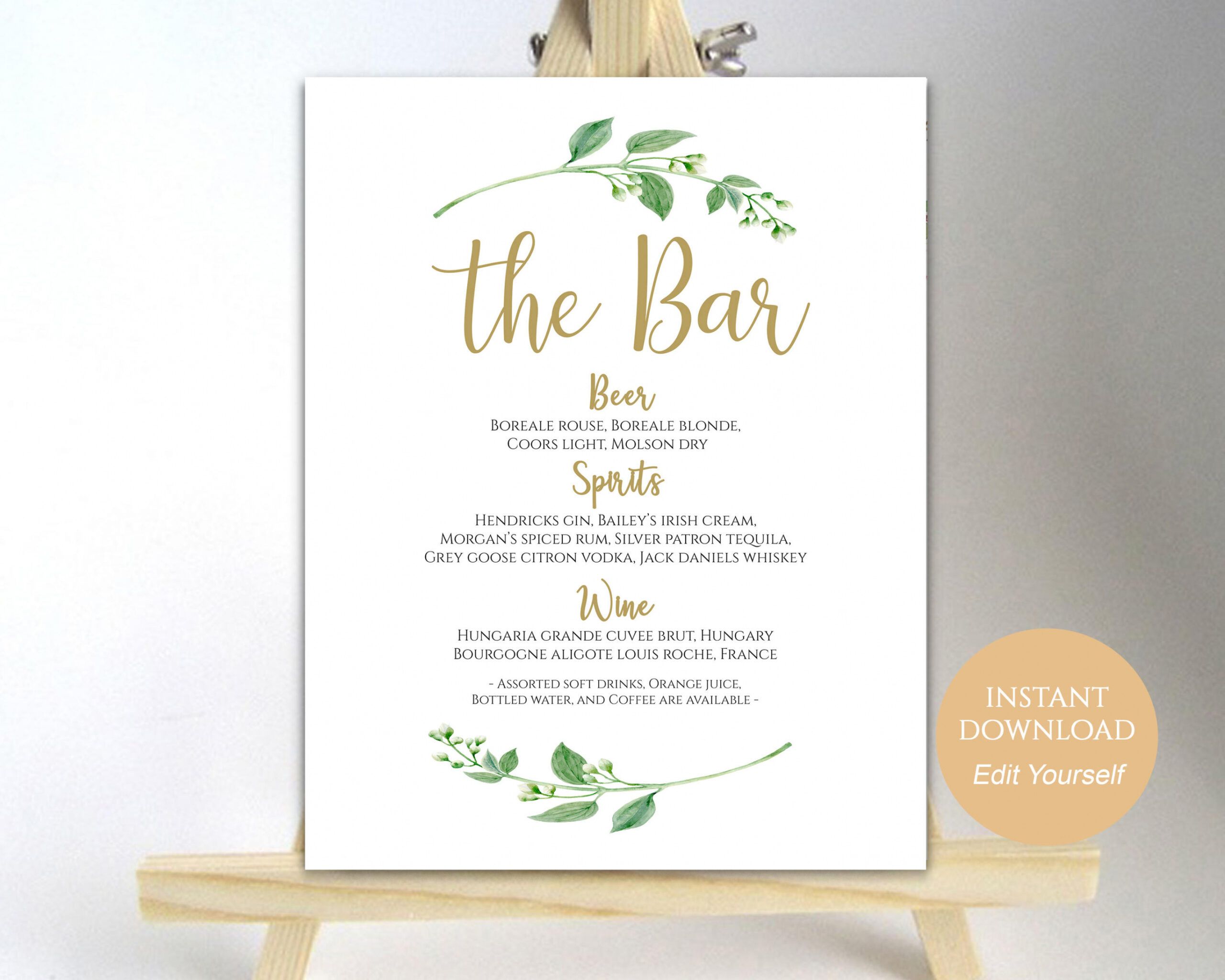 Free Wedding Cocktail Menu Template  Sample