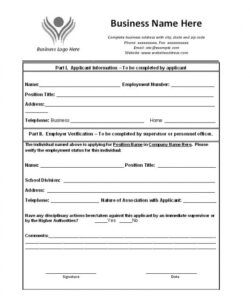 Past Employment Verification Form Template Pdf
