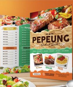 Printable Cafeteria Menu Template  Example