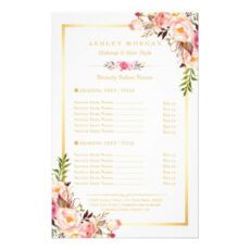 printable elegant chic pink floral beauty salon menu  zazzle beauty salon menu template example