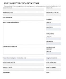 Printable Past Employment Verification Form Template Doc Example