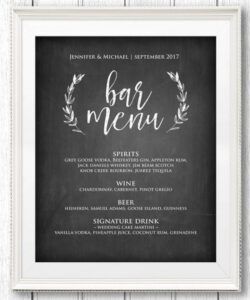 Printable Wedding Drink Menu Template Doc