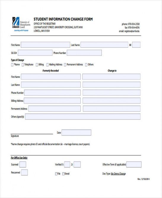 Employee Address Update Form Templates