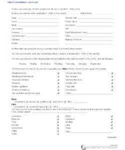 Professional Esthetician Consultation Form Template