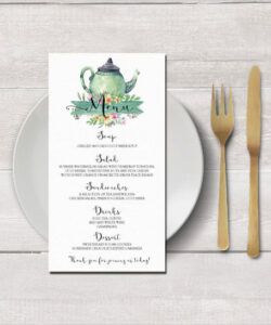 Professional High Tea Menu Template Pdf Sample