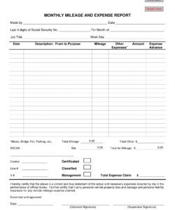 Mileage Claim Form Template