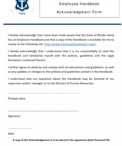 Training Acknowledgement Form Template Excel Sample